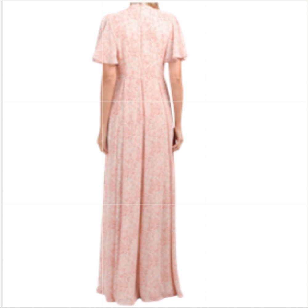 NWT MIKAEL AGHAL Pink Pleated Floral-Print Maxi Dress - Picture 3 of 7
